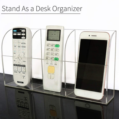 Large Acrylic 3-Slot Wall Mounted Smart Phone Charging Holder Station Clear Hanging TV Remote Controls Holder Media Organizer Wall