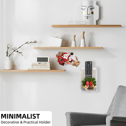 Large Acrylic 3-Slot Wall Mounted Smart Phone Charging Holder Station Clear Hanging TV Remote Controls Holder Media Organizer Wall