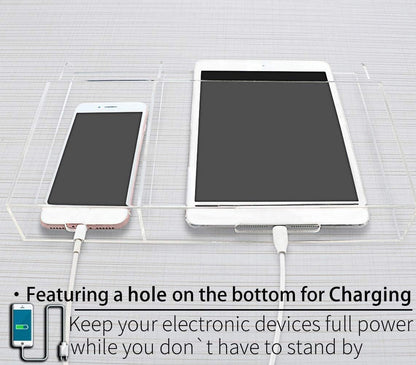 Large Acrylic 3-Slot Wall Mounted Smart Phone Charging Holder Station Clear Hanging TV Remote Controls Holder Media Organizer Wall
