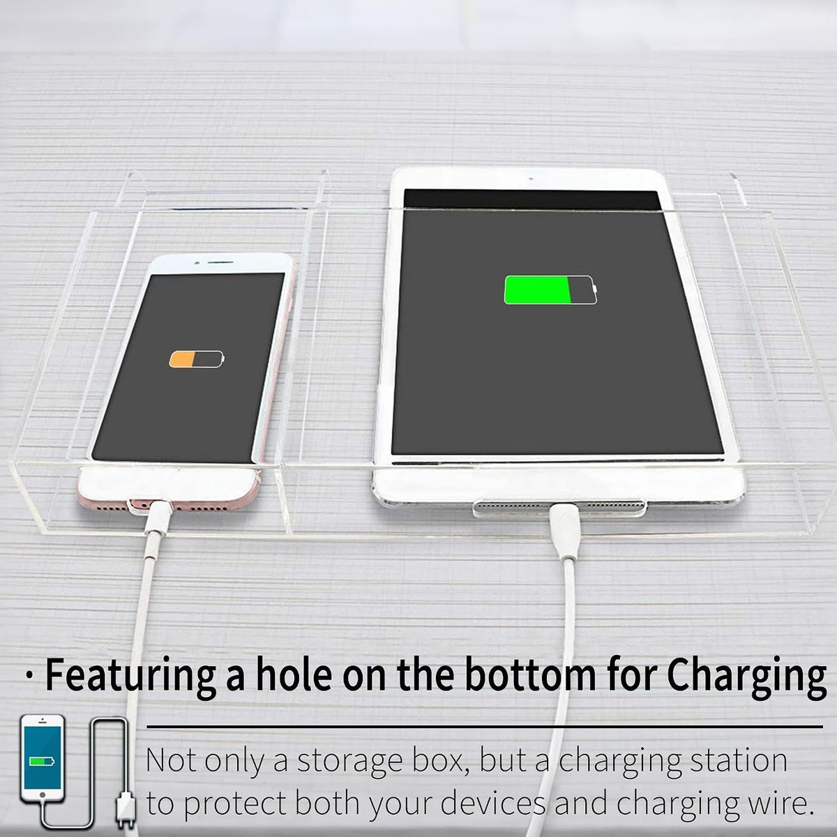 Large Acrylic 3-Slot Wall Mounted Smart Phone Charging Holder Station Clear Hanging TV Remote Controls Holder Media Organizer Wall