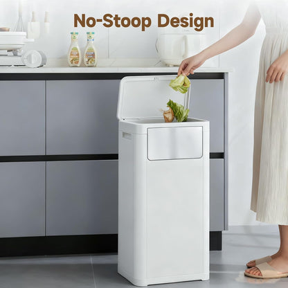 Tall Kitchen Trash Can with Lid,Narrow 8 Gallon Commercial Trash Cans with Handle,Space Saving Dog Proof Trash Can with Press Top Lid, Black Food Waste Bin for Kitchen, Office, Living Room, Dorm