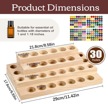 1-Tier Wooden Essential Oil Display Storage Organizer Holder Stand - 6 Slots Natural Hard Pine Wood Rack - Holds up to 6 Aromatherapy Bottles - Gift Presentation Shelf