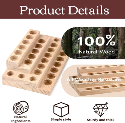 1-Tier Wooden Essential Oil Display Storage Organizer Holder Stand - 6 Slots Natural Hard Pine Wood Rack - Holds up to 6 Aromatherapy Bottles - Gift Presentation Shelf