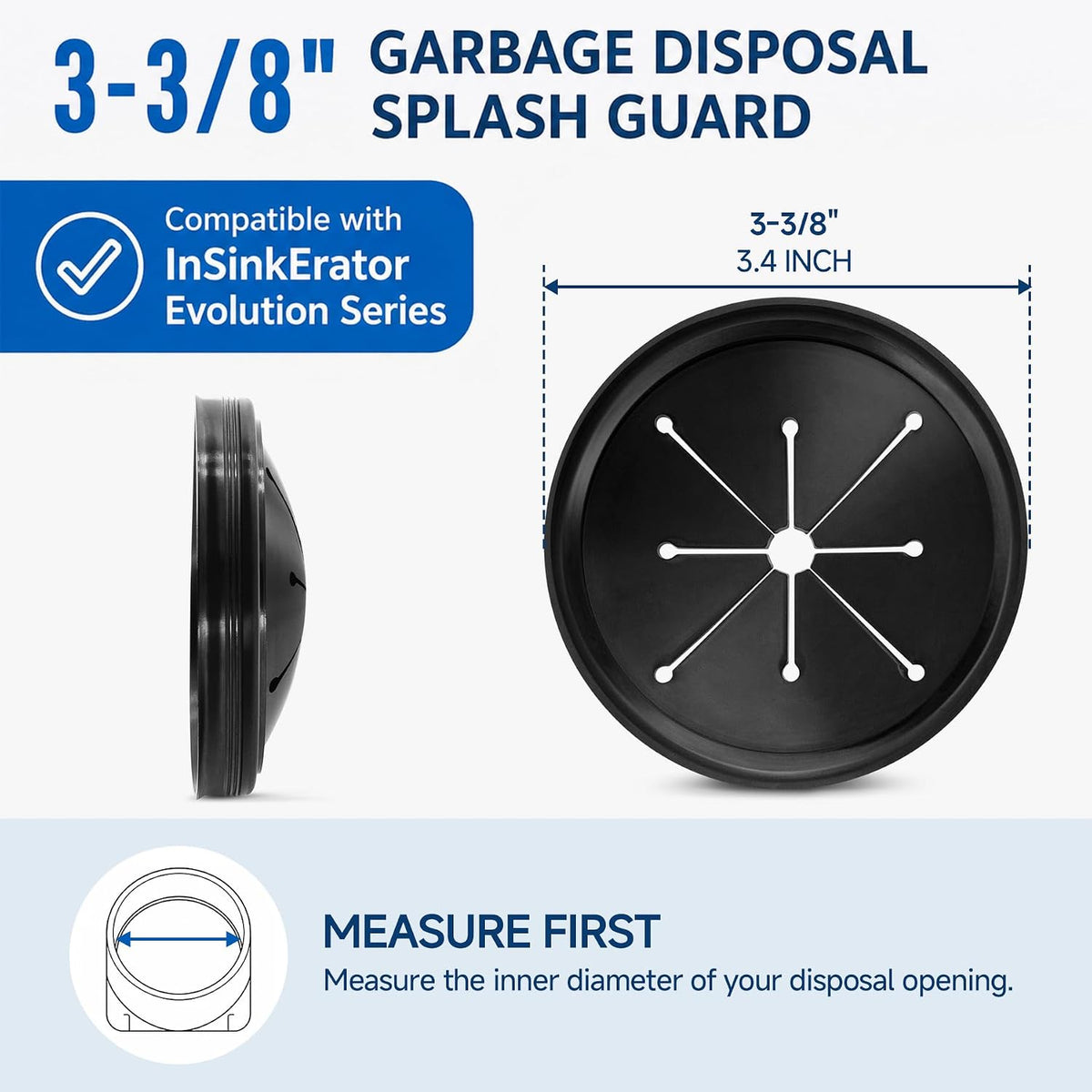 Garbage Disposal Splash Guard Collar Sink Baffle, Food Waste Disposer Parts Accessories, 3-1/8 Inch Multi-function Drain Plugs for Garbage Disposals