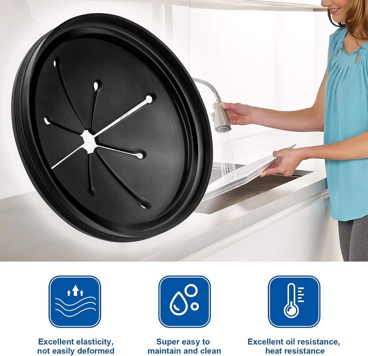 Garbage Disposal Splash Guard Collar Sink Baffle, Food Waste Disposer Parts Accessories, 3-1/8 Inch Multi-function Drain Plugs for Garbage Disposals