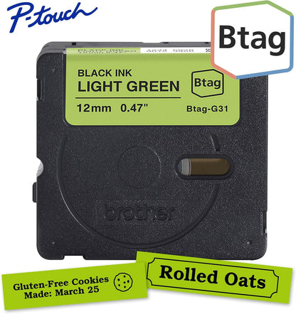 Genuine P-Touch Btag BTAG131 Black on Clear Label Tape ~1/2in by 13.1ft (12mm x 4m). (Works Only with PT-N10, PT-N20, PT-N25BT Label Makers)