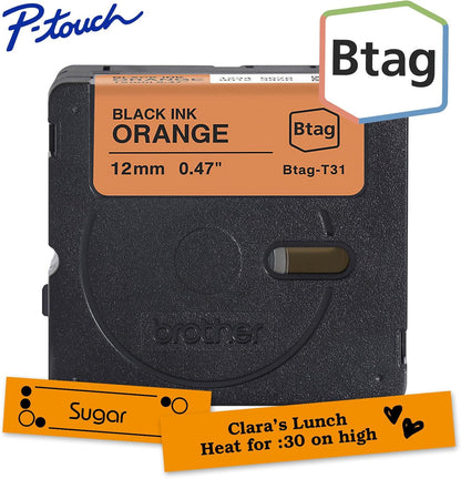 Genuine P-Touch Btag BTAG131 Black on Clear Label Tape ~1/2in by 13.1ft (12mm x 4m). (Works Only with PT-N10, PT-N20, PT-N25BT Label Makers)