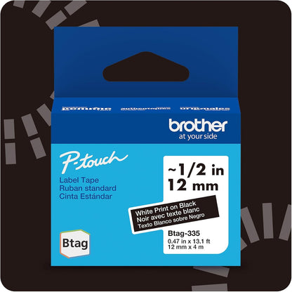 Genuine P-Touch Btag BTAG131 Black on Clear Label Tape ~1/2in by 13.1ft (12mm x 4m). (Works Only with PT-N10, PT-N20, PT-N25BT Label Makers)