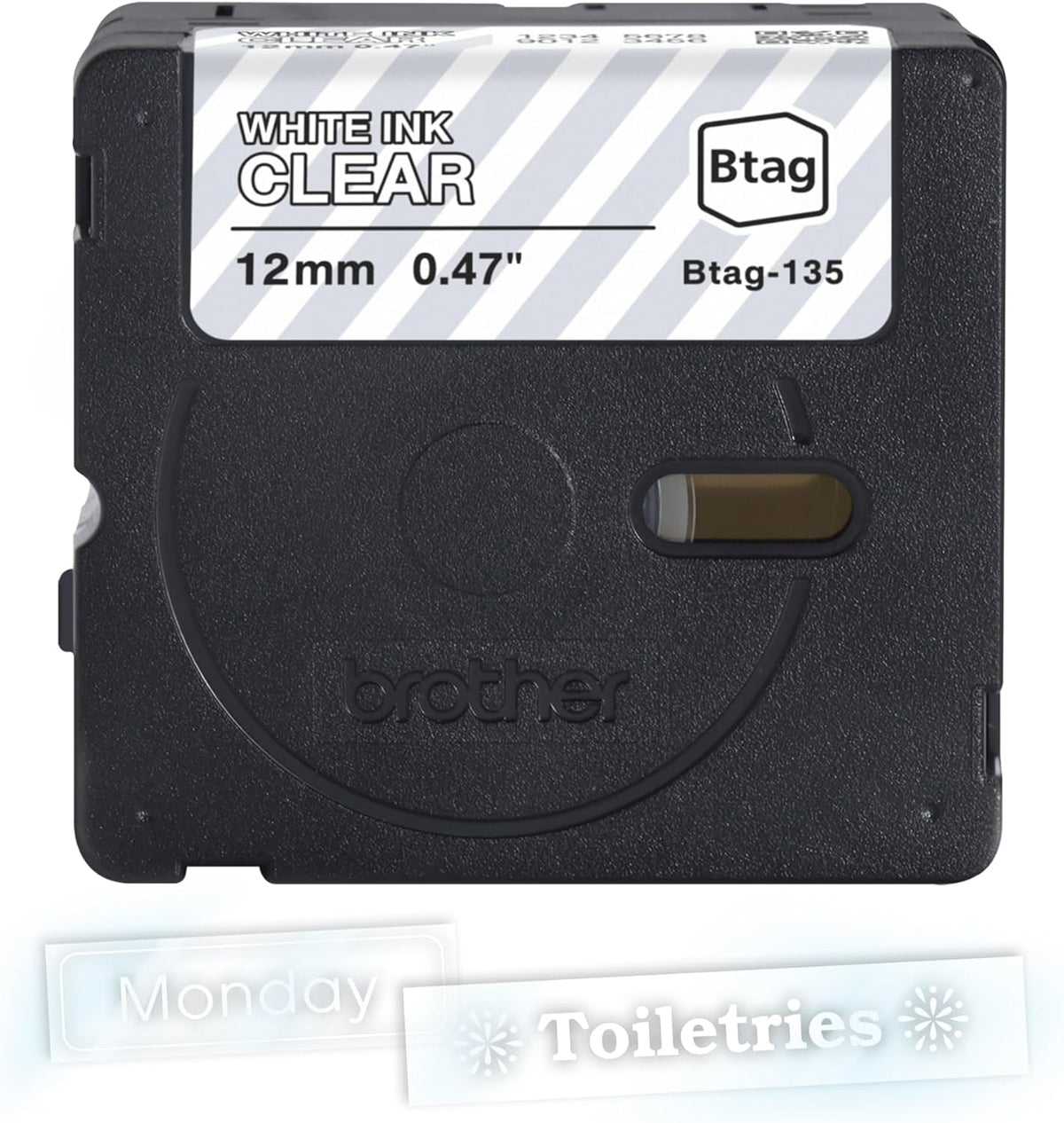 Genuine P-Touch Btag BTAG131 Black on Clear Label Tape ~1/2in by 13.1ft (12mm x 4m). (Works Only with PT-N10, PT-N20, PT-N25BT Label Makers)