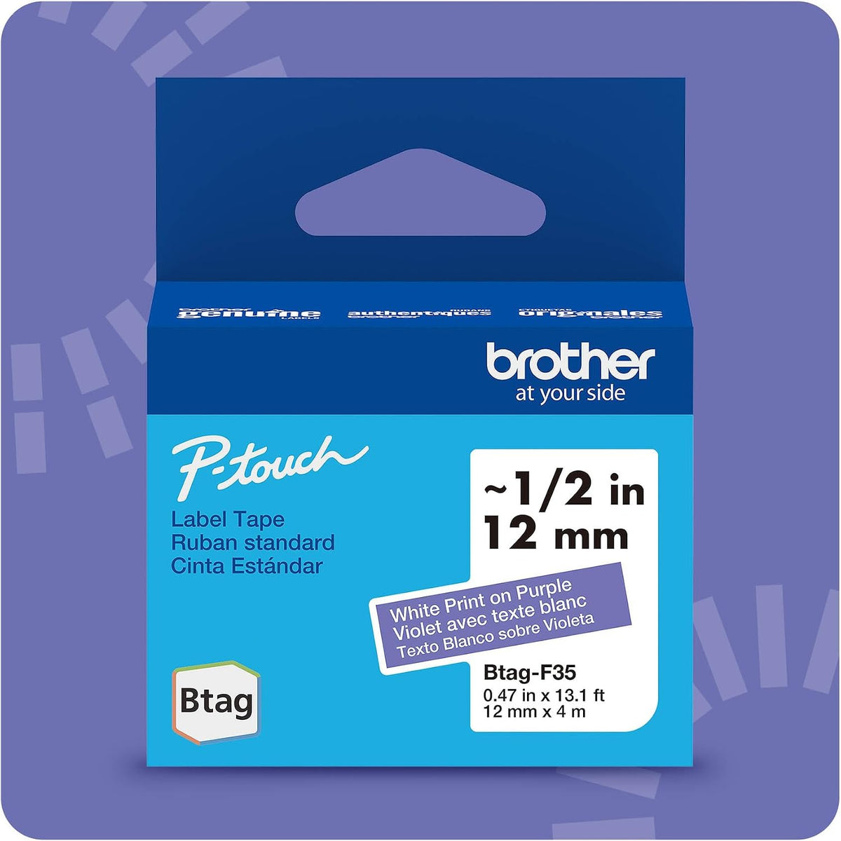 Genuine P-Touch Btag BTAG131 Black on Clear Label Tape ~1/2in by 13.1ft (12mm x 4m). (Works Only with PT-N10, PT-N20, PT-N25BT Label Makers)
