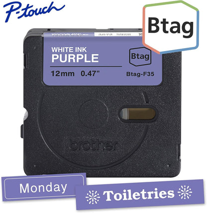 Genuine P-Touch Btag BTAG131 Black on Clear Label Tape ~1/2in by 13.1ft (12mm x 4m). (Works Only with PT-N10, PT-N20, PT-N25BT Label Makers)