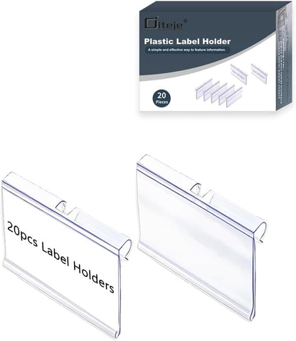 20 Pack Wire Shelf Label Holders with Paper Inserts,2.36x1.50inch | Shelving Rack Retail Sign Hook,Clip On Design,for Supermarket/Retail/Shelves,No Tools Needed