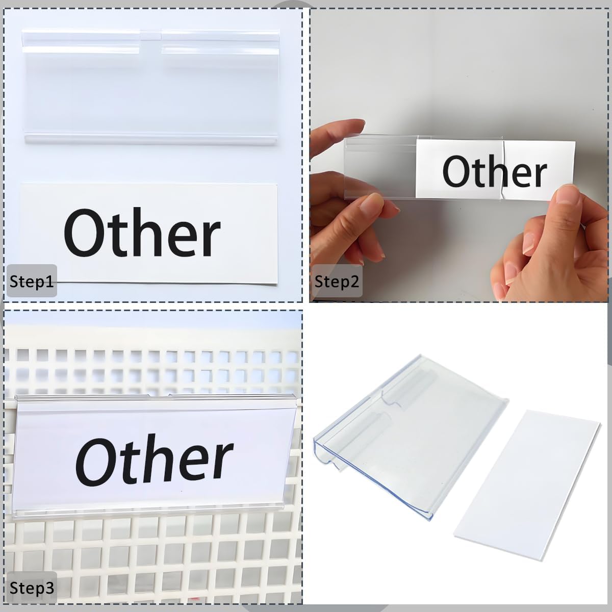 20 Pack Wire Shelf Label Holders with Paper Inserts,2.36x1.50inch | Shelving Rack Retail Sign Hook,Clip On Design,for Supermarket/Retail/Shelves,No Tools Needed