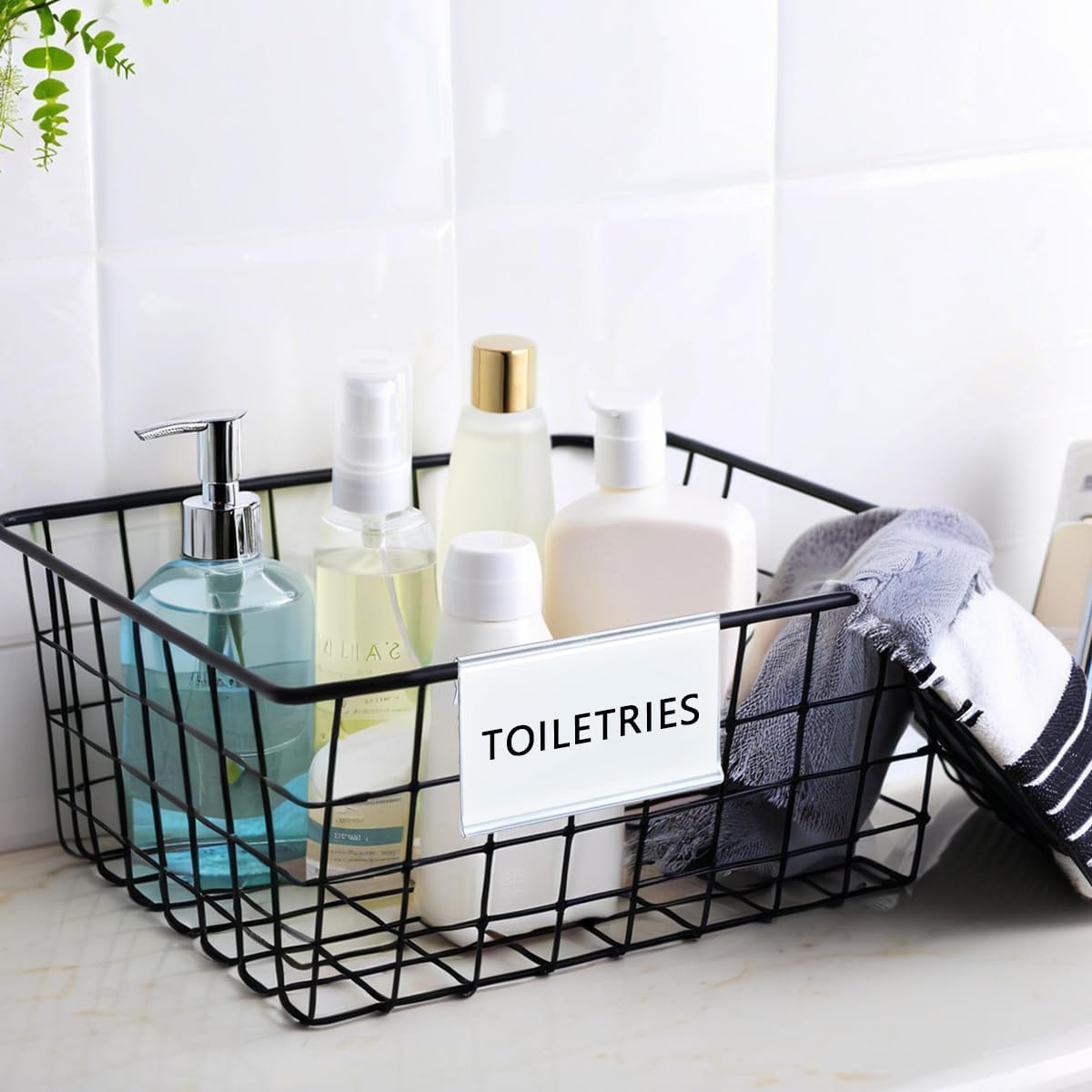 20 Pack Wire Shelf Label Holders with Paper Inserts,2.36x1.50inch | Shelving Rack Retail Sign Hook,Clip On Design,for Supermarket/Retail/Shelves,No Tools Needed