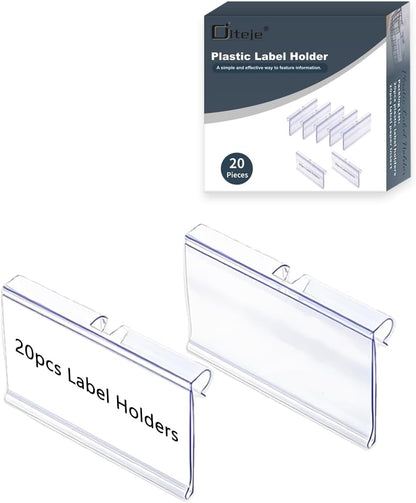 20 Pack Wire Shelf Label Holders with Paper Inserts,2.36x1.50inch | Shelving Rack Retail Sign Hook,Clip On Design,for Supermarket/Retail/Shelves,No Tools Needed
