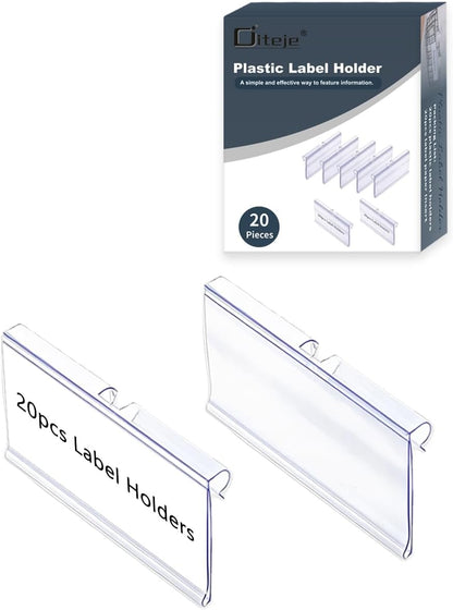 20 Pack Wire Shelf Label Holders with Paper Inserts,2.36x1.50inch | Shelving Rack Retail Sign Hook,Clip On Design,for Supermarket/Retail/Shelves,No Tools Needed