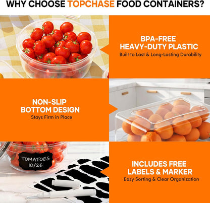 50 PCS Food Storage Containers with Lids BPA-Free (25 Containers & 25 Lids) | Reusable Plastic Food Containers for Kitchen Storage and Organization Leakproof Meal Prep Container with Labels & Pen