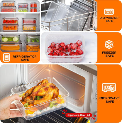 50 PCS Food Storage Containers with Lids BPA-Free (25 Containers & 25 Lids) | Reusable Plastic Food Containers for Kitchen Storage and Organization Leakproof Meal Prep Container with Labels & Pen