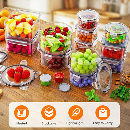 50 PCS Food Storage Containers with Lids BPA-Free (25 Containers & 25 Lids) | Reusable Plastic Food Containers for Kitchen Storage and Organization Leakproof Meal Prep Container with Labels & Pen