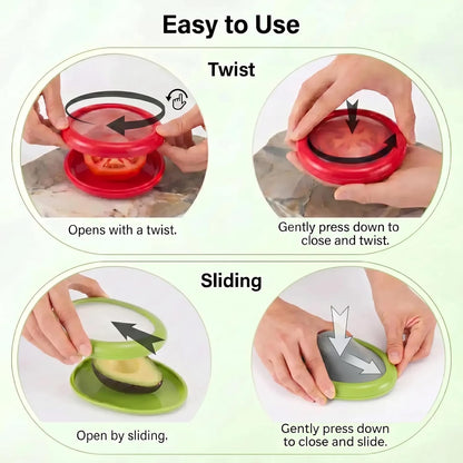 4Pcs Food Storage Containers Reusable Silicone Avocado Saver Onion Keeper Kitchen Organizer for Fridge Ideal Holder for Garlic Lemon Potatoes
