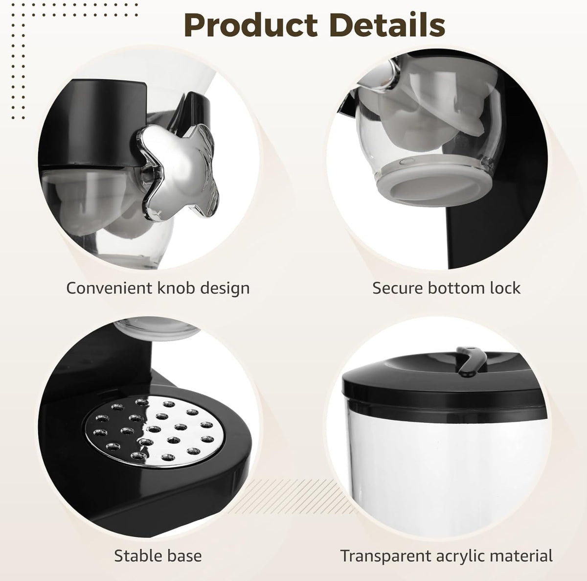Triple Food Dispenser, 3 Pack 2L/67oz Cereal Dispenser Countertop, Cereal Containers Storage Airtight, Rotating Black Plastic Dry Food Dispenser, Candy Dispenser for Cereal, Rice, Candy, Coffee Beans