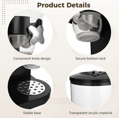 Triple Food Dispenser, 3 Pack 2L/67oz Cereal Dispenser Countertop, Cereal Containers Storage Airtight, Rotating Black Plastic Dry Food Dispenser, Candy Dispenser for Cereal, Rice, Candy, Coffee Beans
