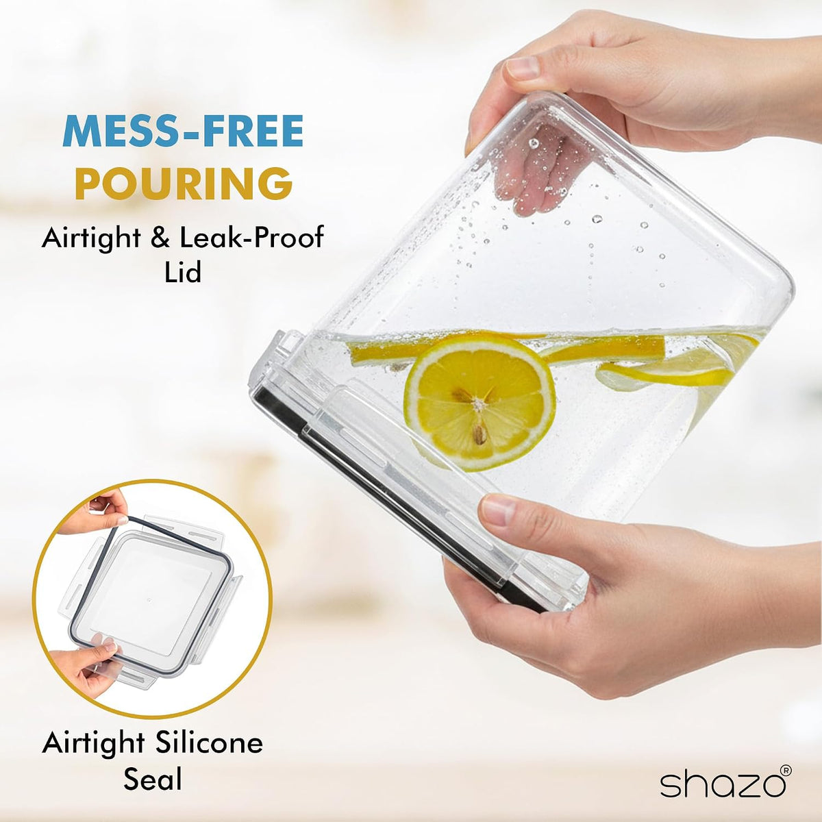 Flour Sugar Storage Containers Set of 3 (6L, 2.9L, 1.1L) Large Airtight Food Storage Containers with Lids, BPA-Free Plastic Container for Kitchen & Pantry Organizers, Cereal, Rice & Pasta