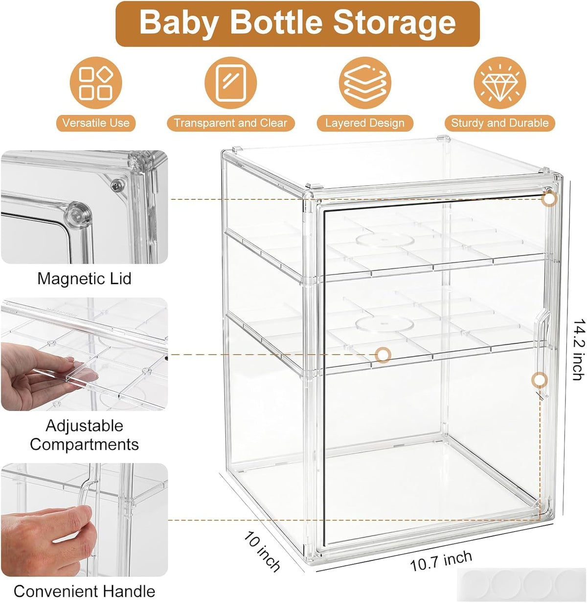 Baby Bottle Organizer – 3 Tier Acrylic Bottle Storage Organizer container, Clear Plastic Bottle Station Organizers Drawers for Countertop Kitchen Cabinet Vanity, Bathroom, Gifts for New Mom