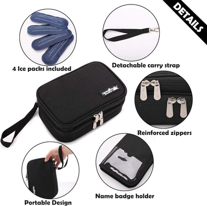 Insulin Cooler Travel Case Diabetic Medication with Ice Packs and Insulation Liner insulin cooler travel case tsa approved