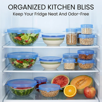Silicone Stretch Lids, 6-Piece Reusable Bowl Covers (6, Blue)