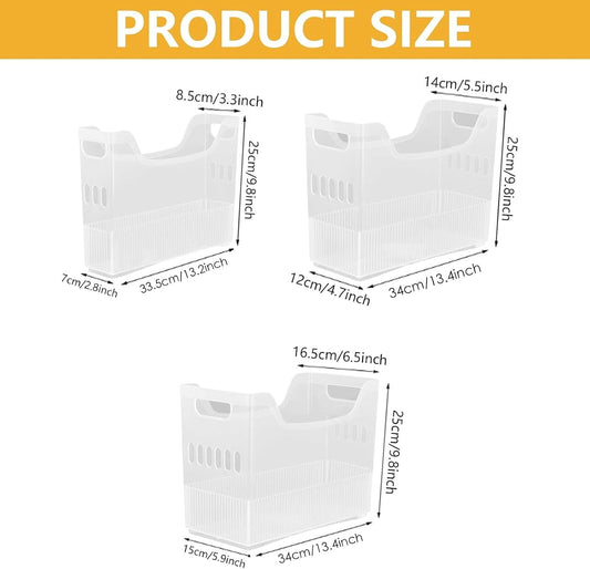 Freezer Organizer Bins Clear Plastic Refrigerator Baskets 6 Pcs