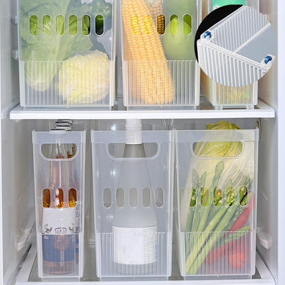 Freezer Organizer Bins Clear Plastic Refrigerator Baskets 6 Pcs