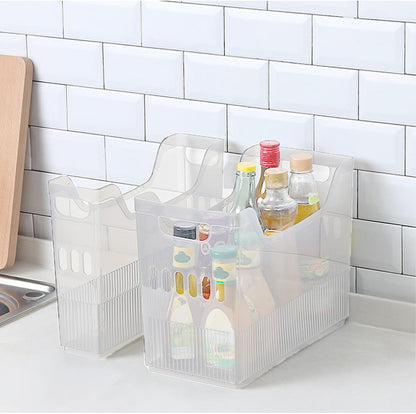 Freezer Organizer Bins Clear Plastic Refrigerator Baskets 6 Pcs