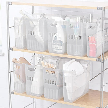 Freezer Organizer Bins Clear Plastic Refrigerator Baskets 6 Pcs