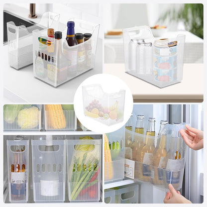 Freezer Organizer Bins Clear Plastic Refrigerator Baskets 6 Pcs
