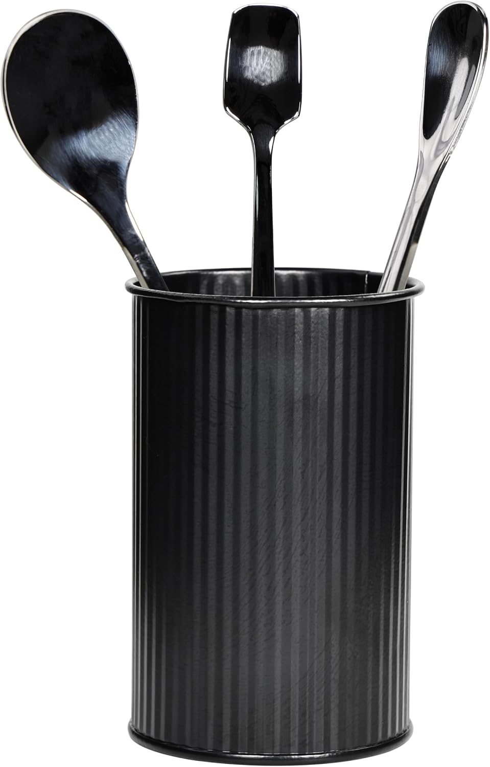 Metal Coffee Spoon Holder for Coffee Bar, Upright Tea Spoon Holder Cup, Coffee Stirrers Straws Holder, Coffee Stir Stick Holder, Tiny Utensil Holder for Spoons and Forks, Solid Black