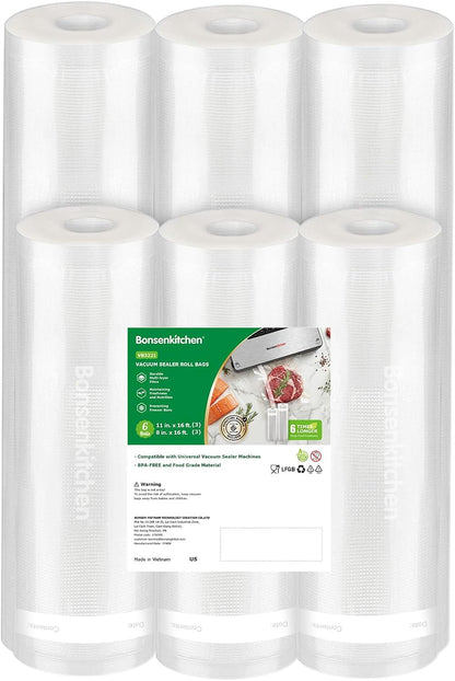 Vacuum Sealer Bags, 11" x 20' Rolls 2 Pack for Food Storage