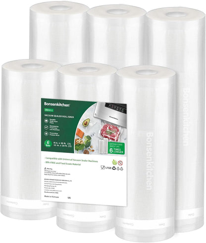 Vacuum Sealer Bags, 11" x 20' Rolls 2 Pack for Food Storage