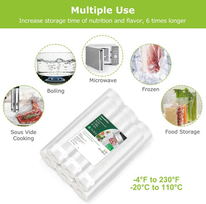 Vacuum Sealer Bags, 11" x 20' Rolls 2 Pack for Food Storage