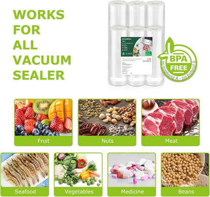 Vacuum Sealer Bags, 11" x 20' Rolls 2 Pack for Food Storage