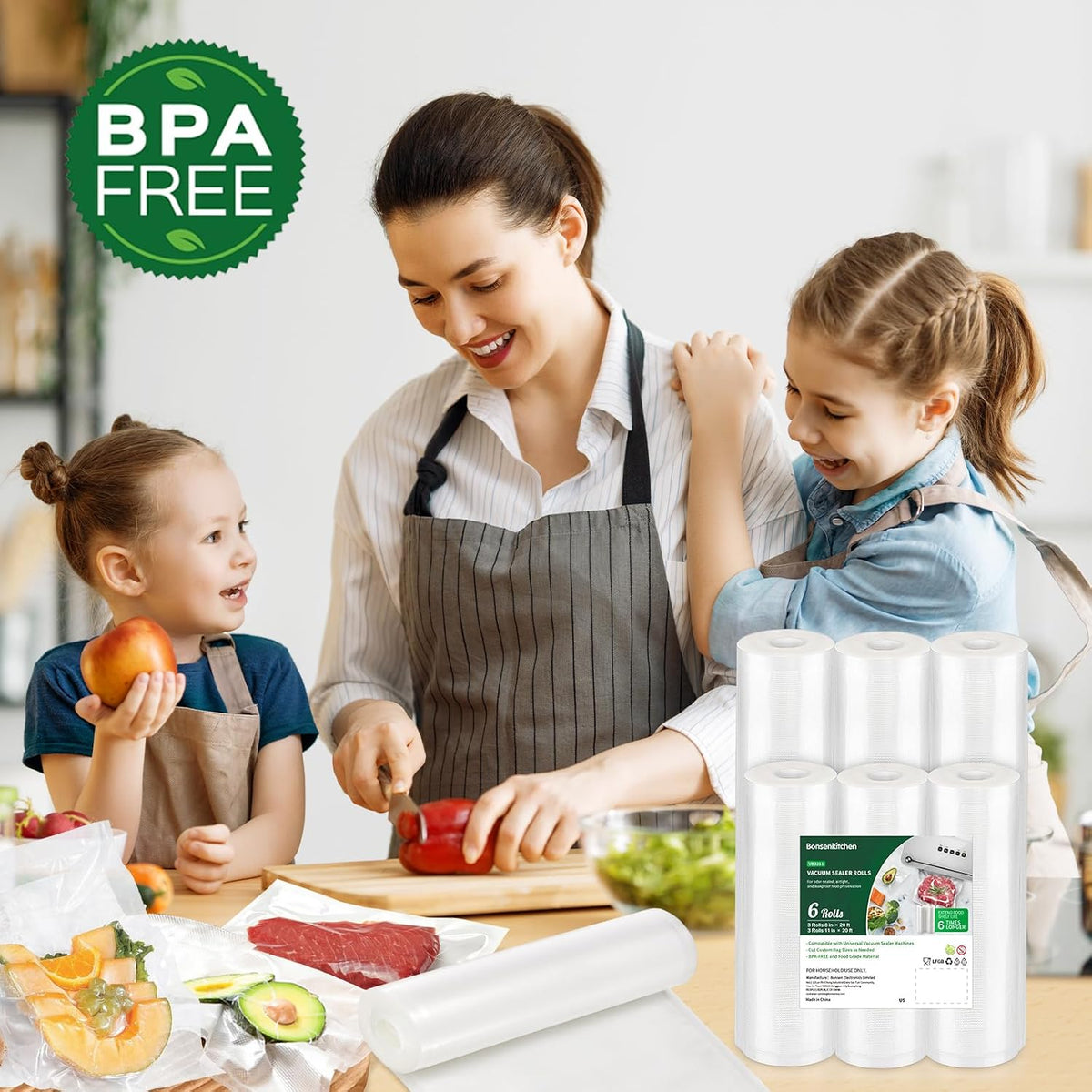 Vacuum Sealer Bags, 11" x 20' Rolls 2 Pack for Food Storage