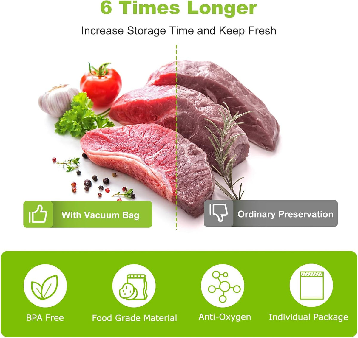 Vacuum Sealer Bags, 11" x 20' Rolls 2 Pack for Food Storage