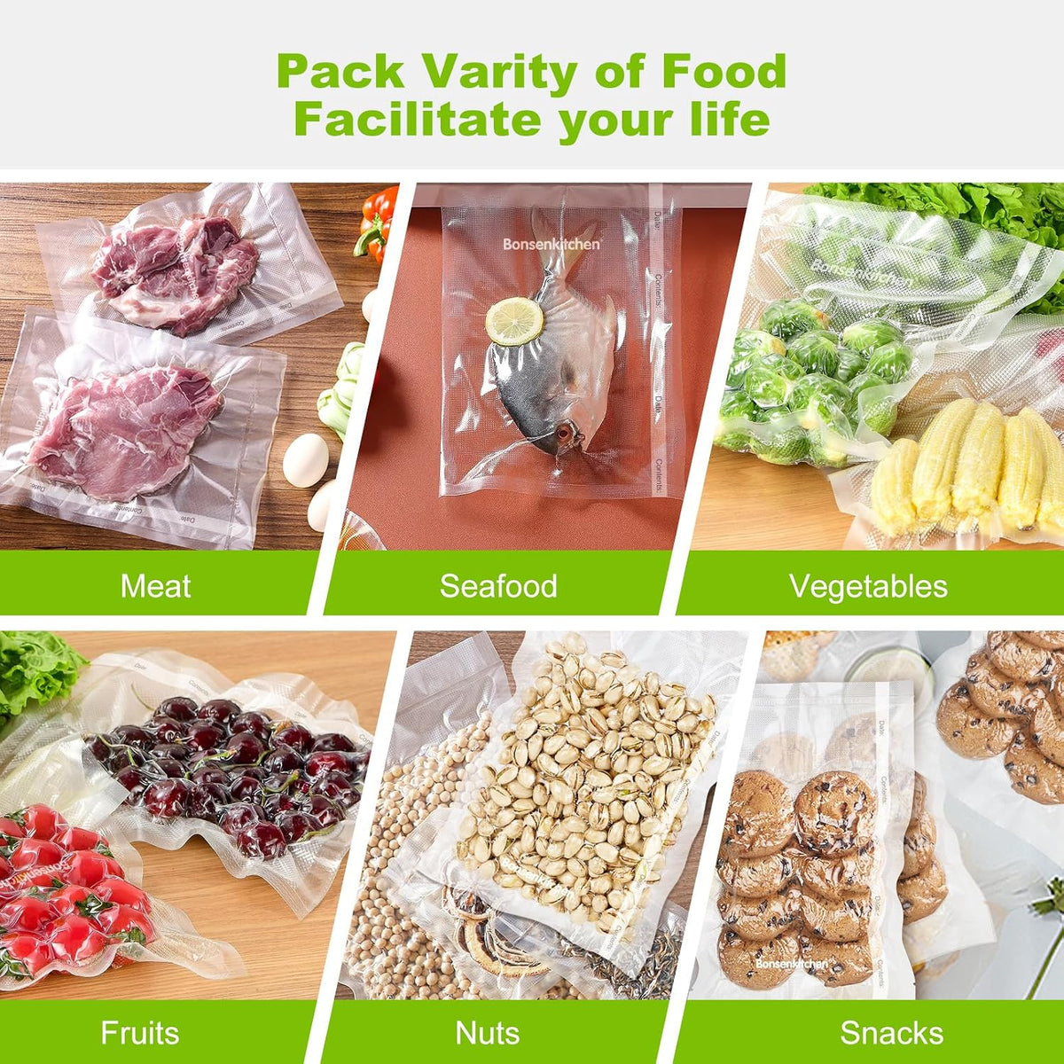 Vacuum Sealer Bags, 11" x 20' Rolls 2 Pack for Food Storage