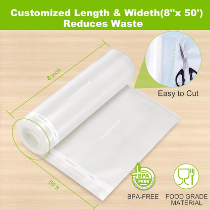 Vacuum Sealer Bags, 11" x 20' Rolls 2 Pack for Food Storage