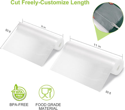 Vacuum Sealer Bags, 11" x 20' Rolls 2 Pack for Food Storage