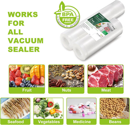 Vacuum Sealer Bags, 11" x 20' Rolls 2 Pack for Food Storage