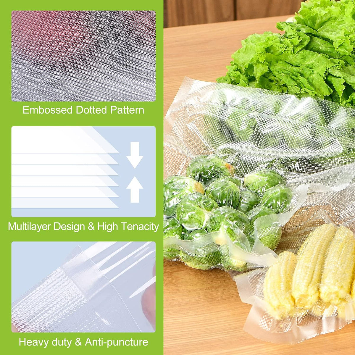 Vacuum Sealer Bags, 11" x 20' Rolls 2 Pack for Food Storage