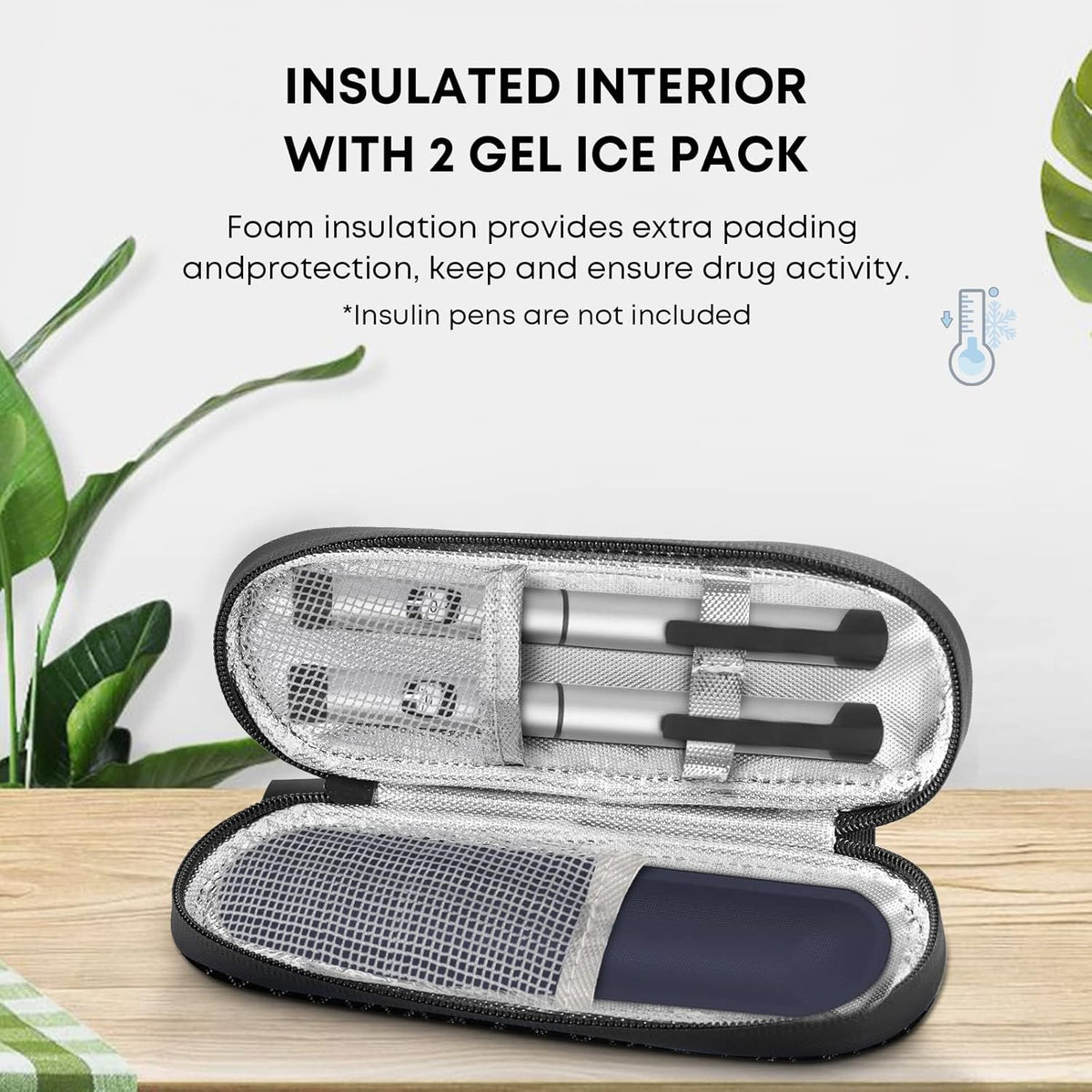 EVA Insulin Cooler Travel Case for Diabetic bag with 2 Ice Packs | Insulated Cooling Bag, 2 Ice Packs Included, For Insulin Pens, Organize Medication, Diabetic Supplies Storage