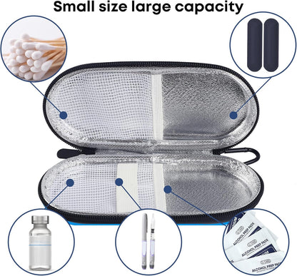 EVA Insulin Cooler Travel Case for Diabetic bag with 2 Ice Packs | Insulated Cooling Bag, 2 Ice Packs Included, For Insulin Pens, Organize Medication, Diabetic Supplies Storage