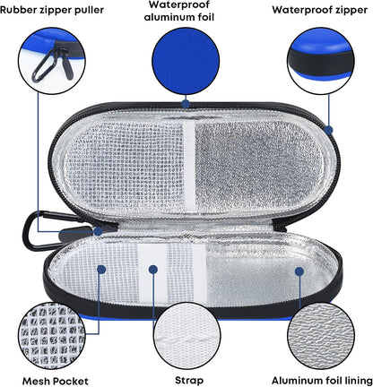 EVA Insulin Cooler Travel Case for Diabetic bag with 2 Ice Packs | Insulated Cooling Bag, 2 Ice Packs Included, For Insulin Pens, Organize Medication, Diabetic Supplies Storage